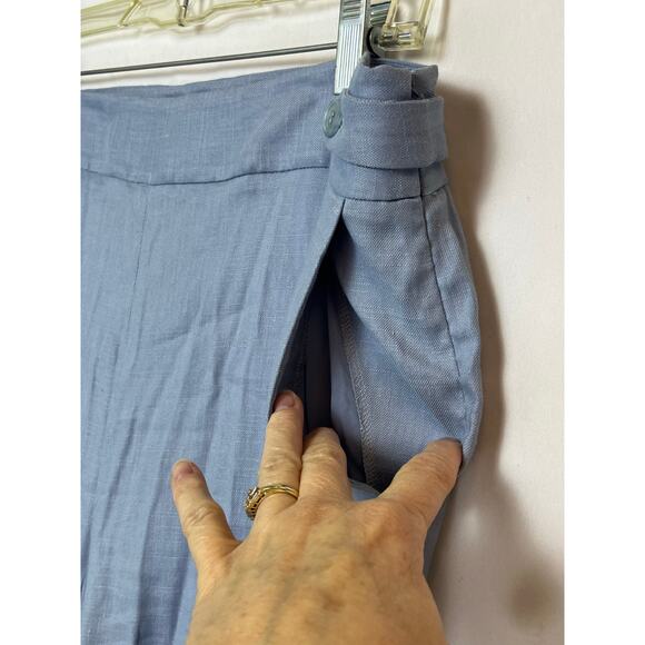 Talbots Linen Blend Wide Leg Pants Women's 14 Blue Trousers Office Dressy Flowy - Picture 8 of 9